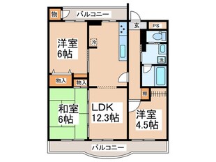 さつき住宅２６号棟（４０６）の物件間取画像